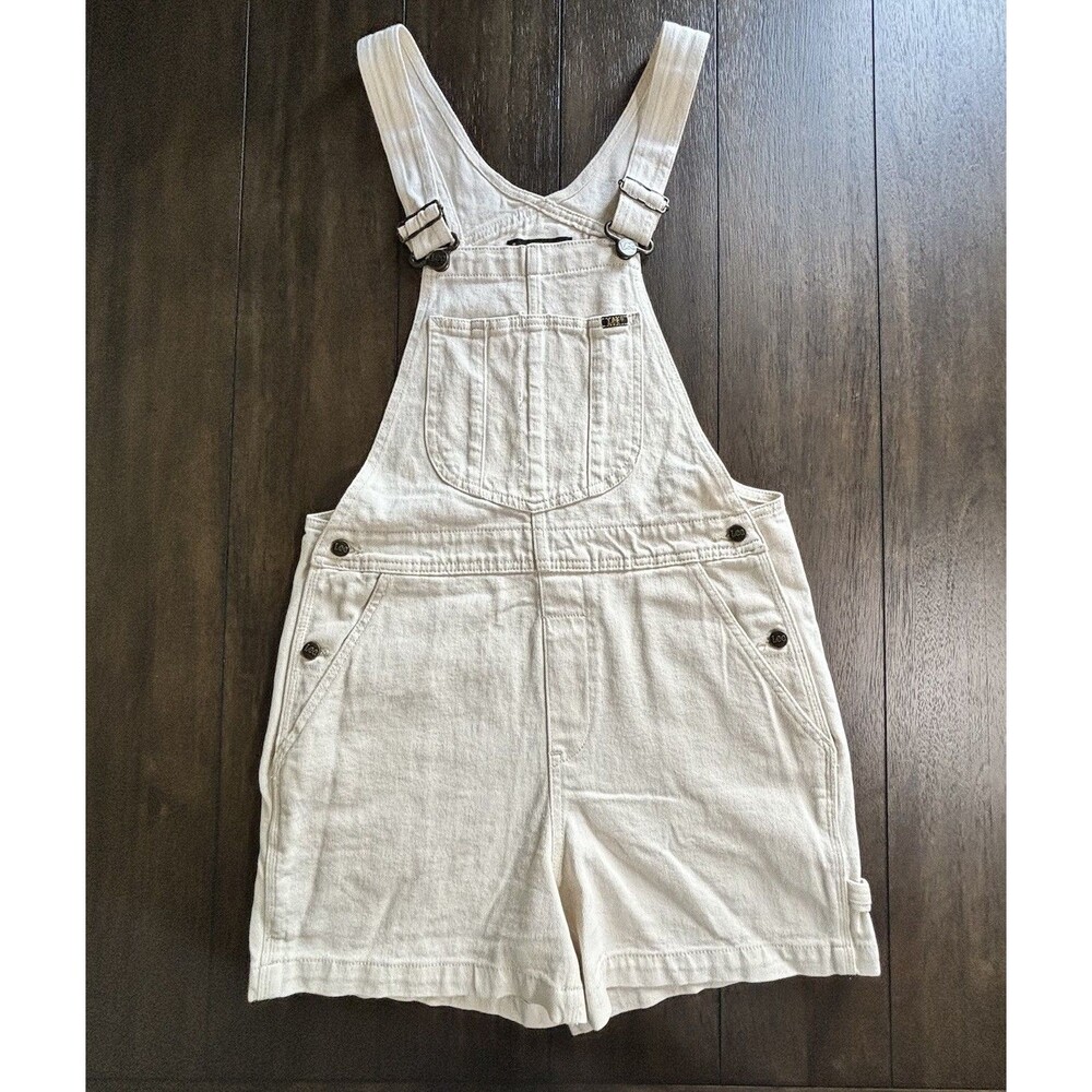 LEE Vintage Modern Short Overalls Size Small Shortalls Oatmeal Ecru Beige NEW!